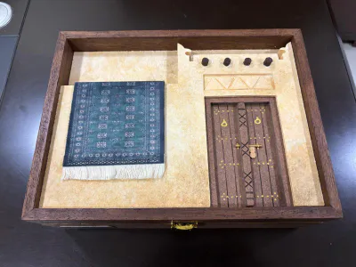 MT Wooden box with prayer mat  INV 05